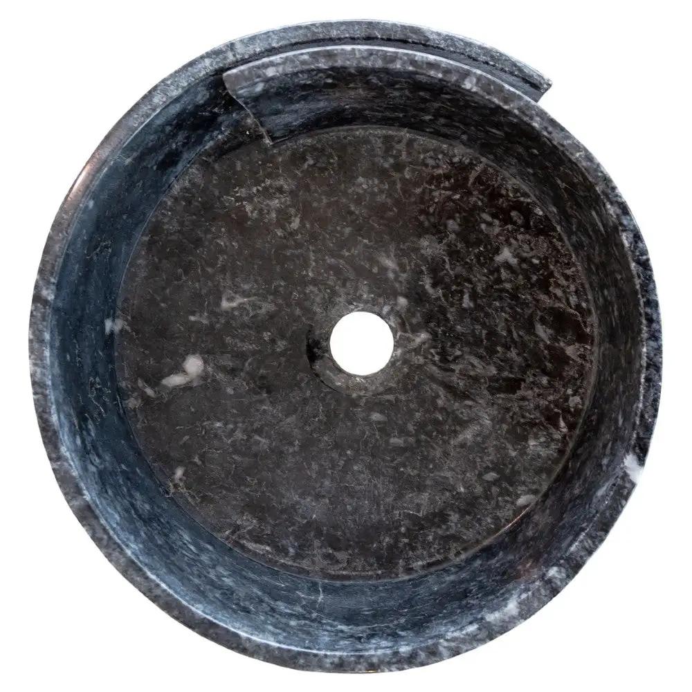 Handcrafted Black Marble Round Vessel Sink For Bathroom