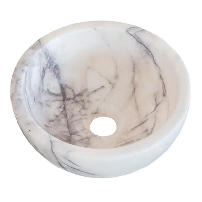 New York White Marble Polished Round Vessel Sink