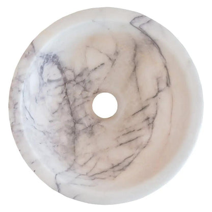 New York White Marble Polished Round Vessel Sink