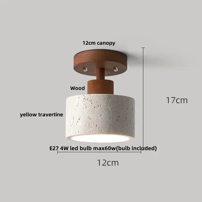 Natural travertine ellipse stone led ceiling light bedroom decor