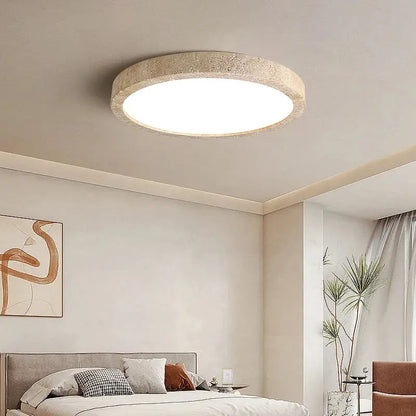 Natural travertine ellipse stone led ceiling light bedroom decor