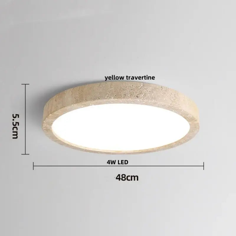 Natural travertine ellipse stone led ceiling light bedroom decor