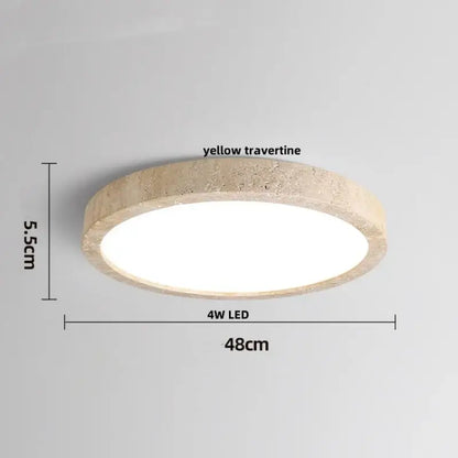 Natural travertine ellipse stone led ceiling light bedroom decor