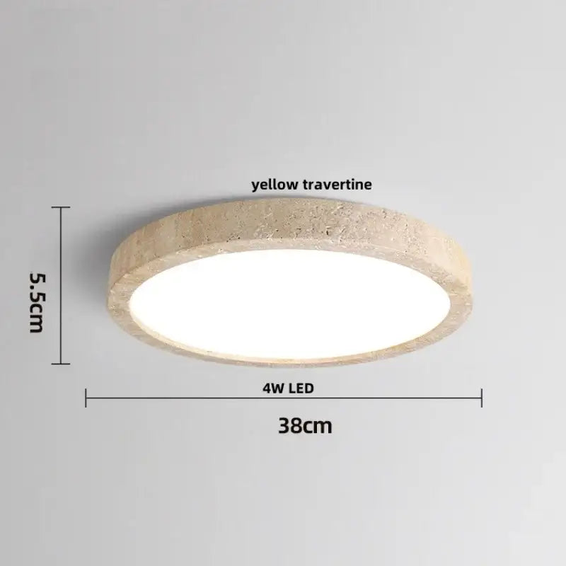 Natural travertine ellipse stone led ceiling light bedroom decor