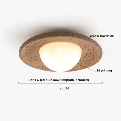 Natural travertine ellipse stone led ceiling light bedroom decor