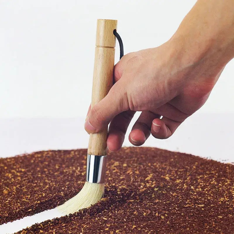 Natural wood coffee grinder cleaner brush kitchen tool