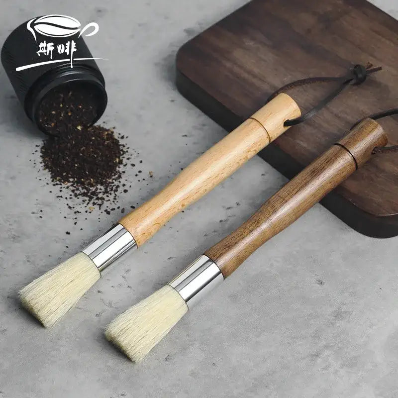 Natural wood coffee grinder cleaner brush kitchen tool