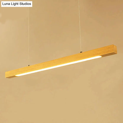 DecorBites™ Natural Wood Linear Island Pendant Light - Simple Hanging Lamp