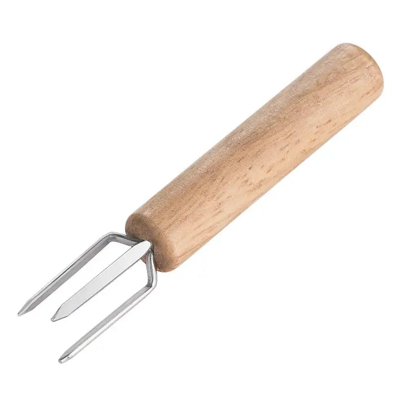 Natural wood three prong espresso stirrer kitchen barista tool