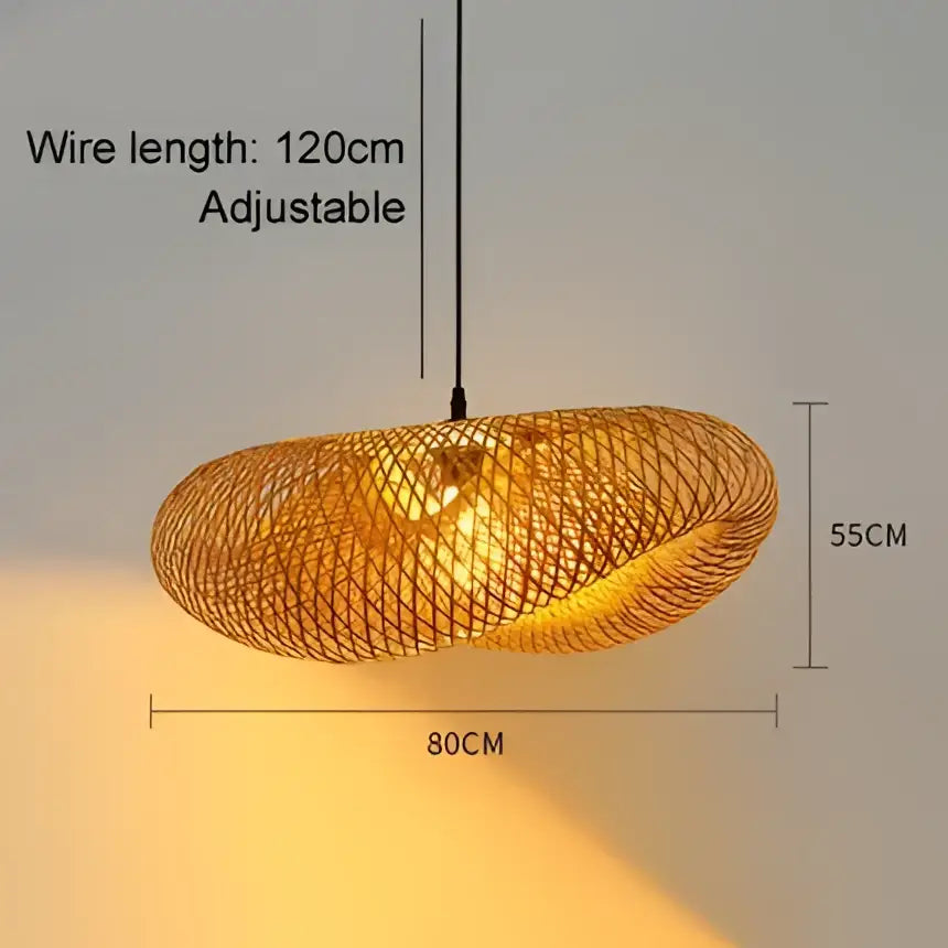 Natural woven bamboo pendant light dining room chandelier