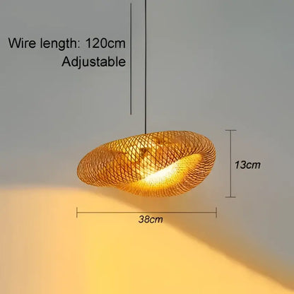 Natural woven bamboo pendant light dining room chandelier