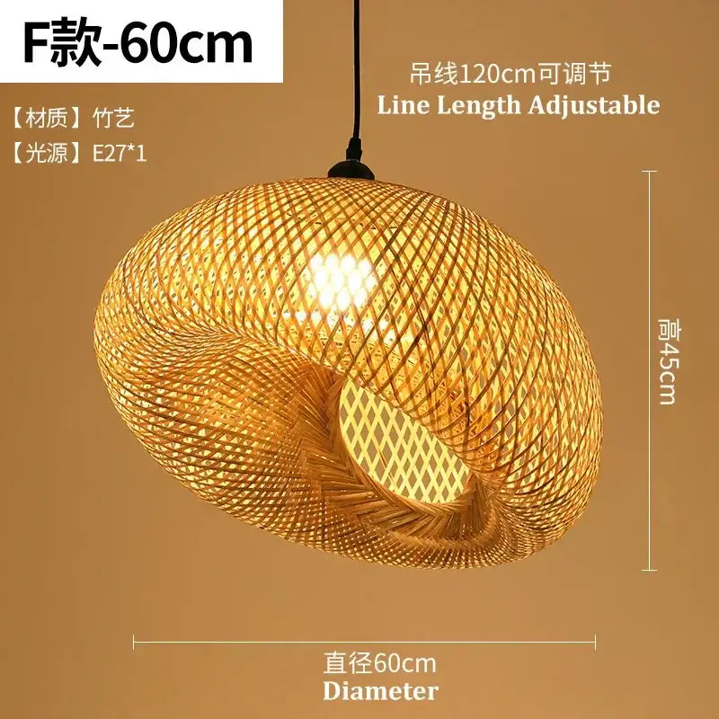 Natural woven bamboo pendant light dining room chandelier