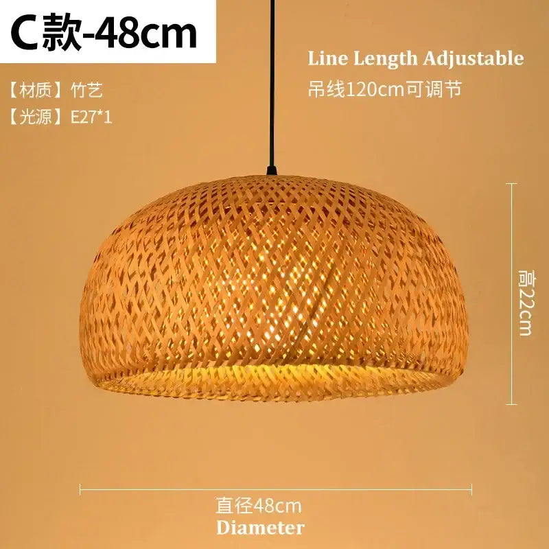 Natural woven bamboo pendant light dining room chandelier