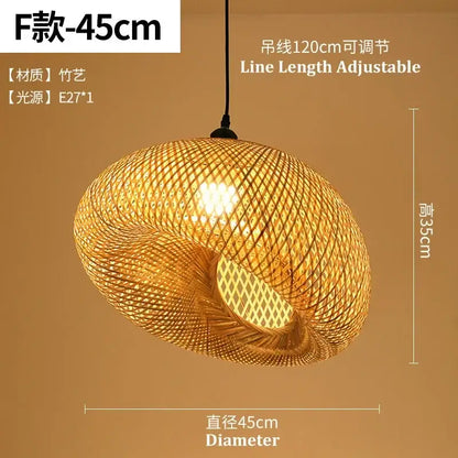 Natural woven bamboo pendant light dining room chandelier