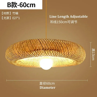 Natural woven bamboo pendant light dining room chandelier