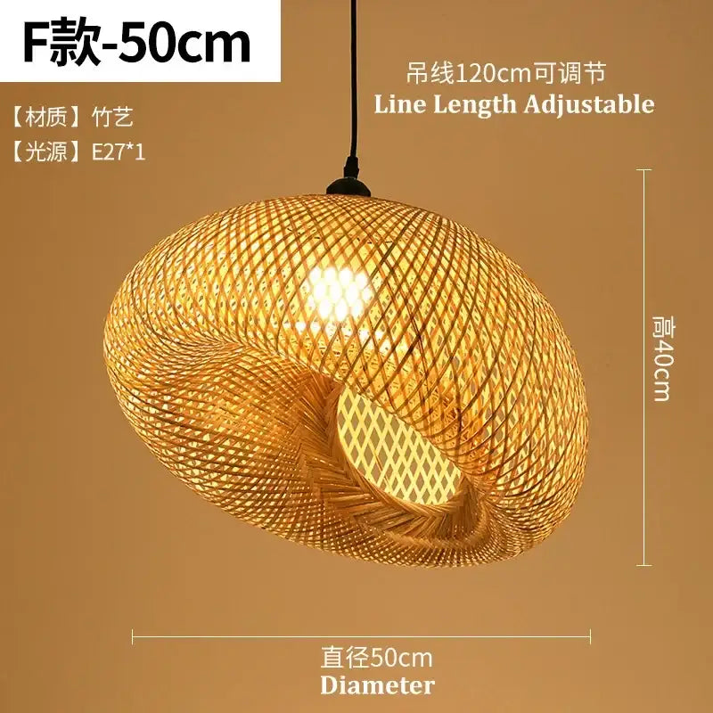 Natural woven bamboo pendant light dining room chandelier