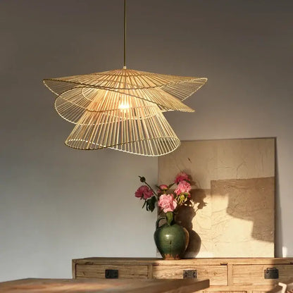 Natural woven bamboo rattan pendant light for dining room