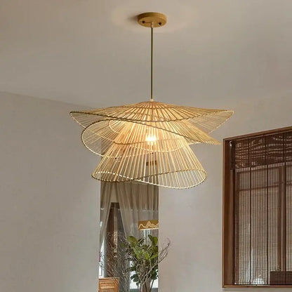Natural woven bamboo rattan pendant light for dining room