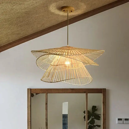 Natural woven bamboo rattan pendant light for dining room