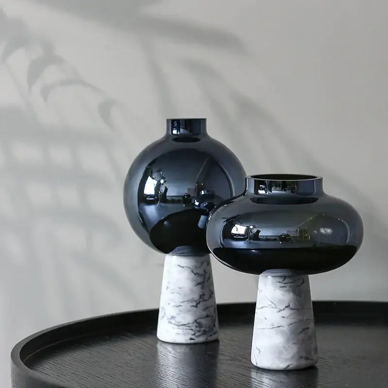 Navy blue geometric circle star glass vase living room decor