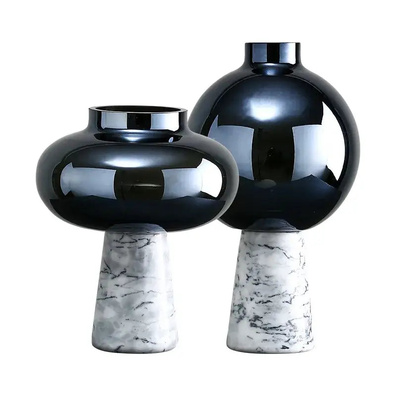Navy blue geometric circle star glass vase living room decor