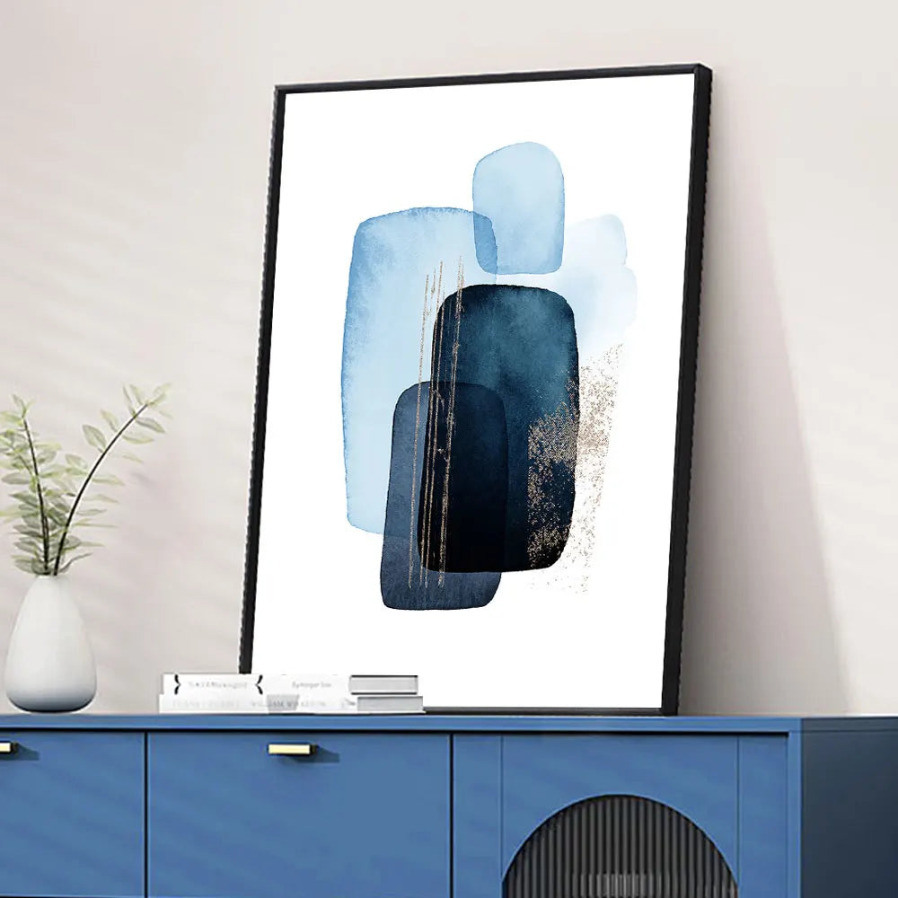 DecorBites™ Navy Blue Geometric Wall Art Set