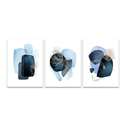 DecorBites™ Navy Blue Geometric Wall Art Set
