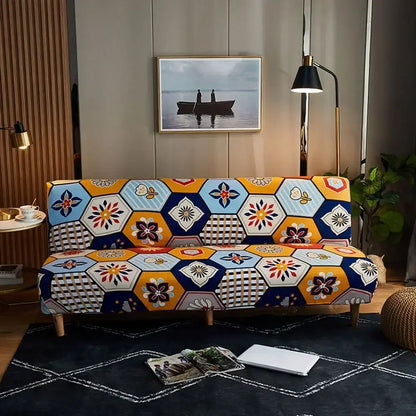Navy blue & gold bohemian mandala futon sofa cover living room