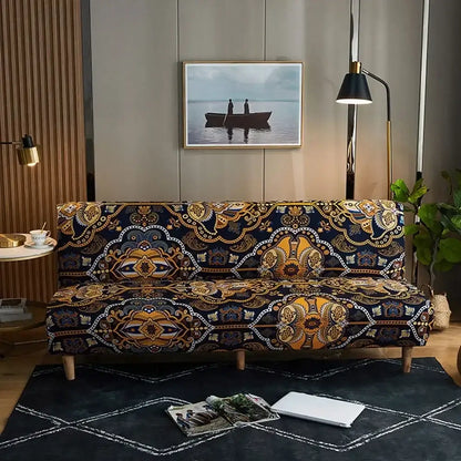 Navy blue & gold bohemian mandala futon sofa cover living room