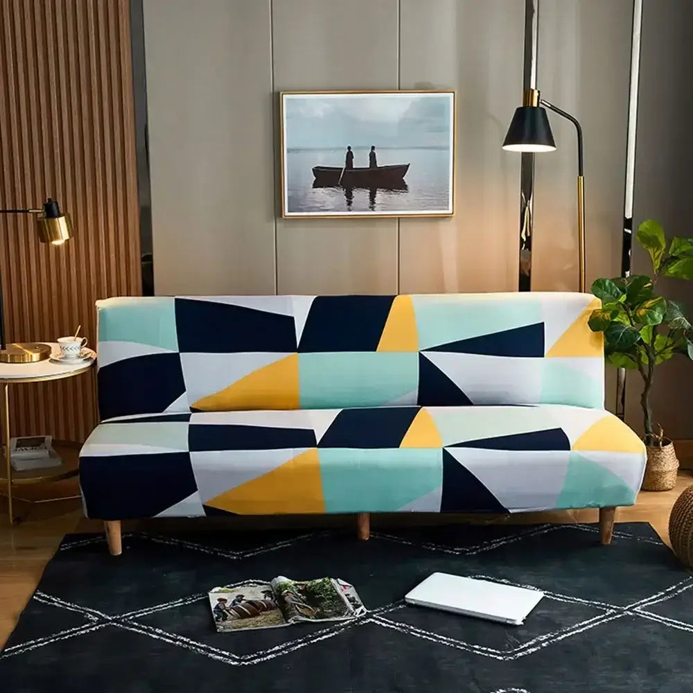 Navy blue & gold bohemian mandala futon sofa cover living room