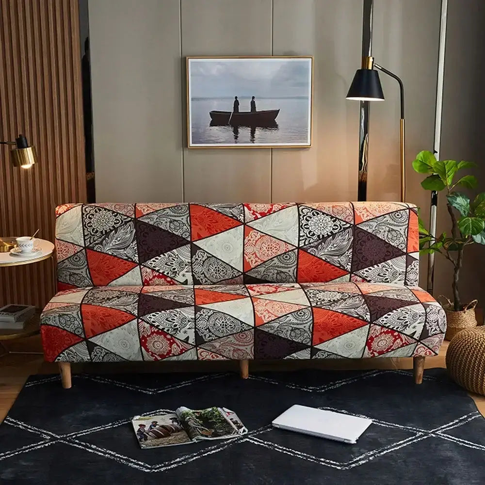 Navy blue & gold bohemian mandala futon sofa cover living room