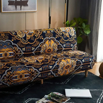 Navy blue & gold bohemian mandala futon sofa cover living room