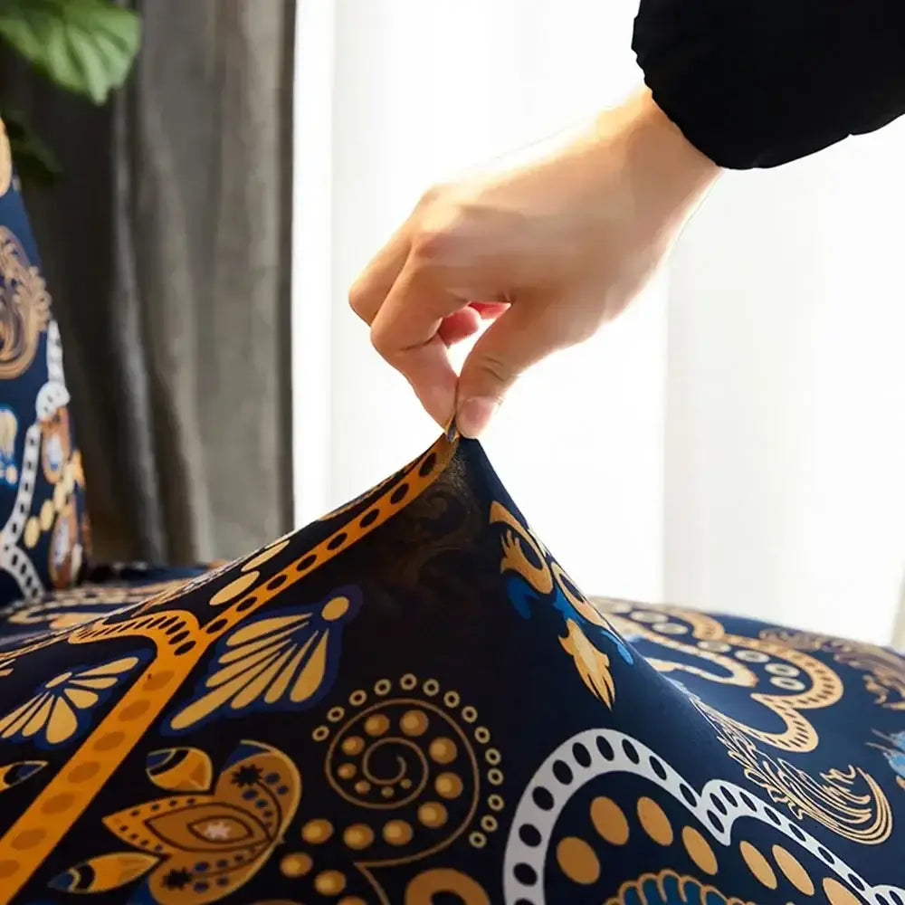 Navy blue & gold bohemian mandala futon sofa cover living room