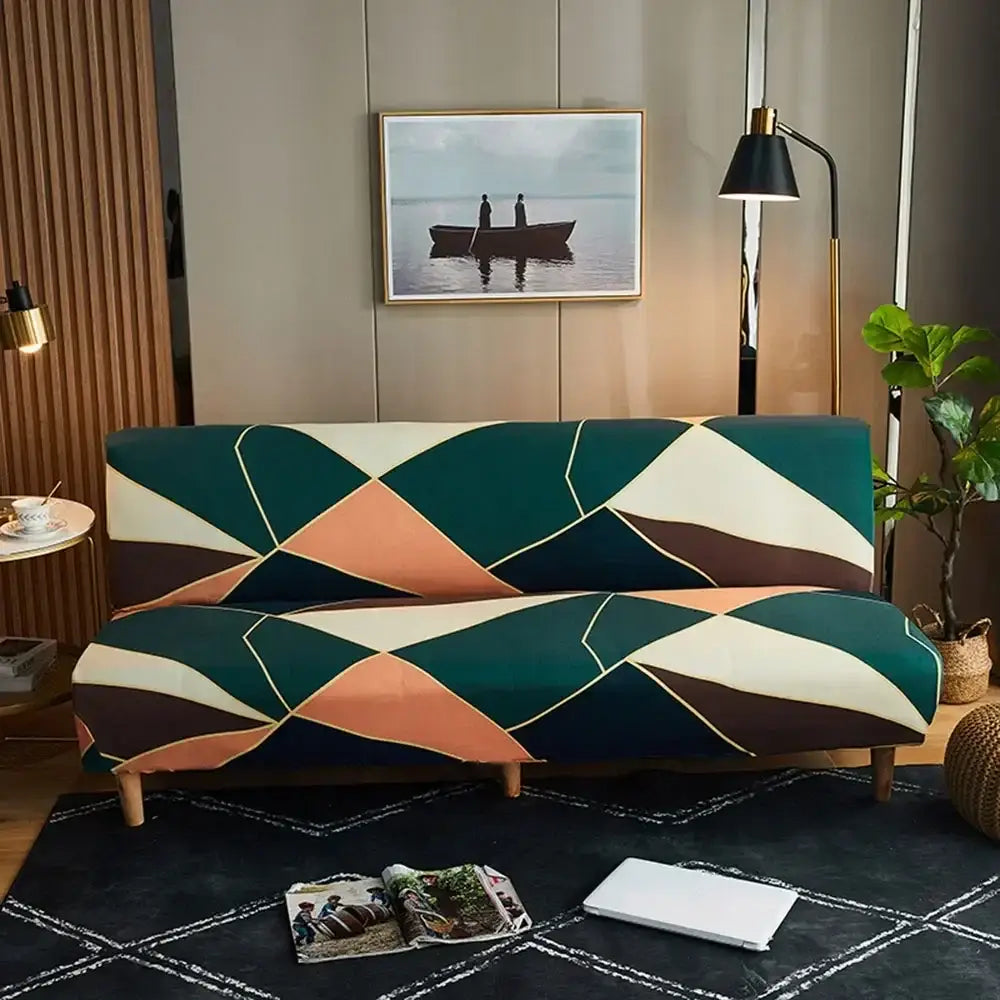 Navy blue & gold bohemian mandala futon sofa cover living room