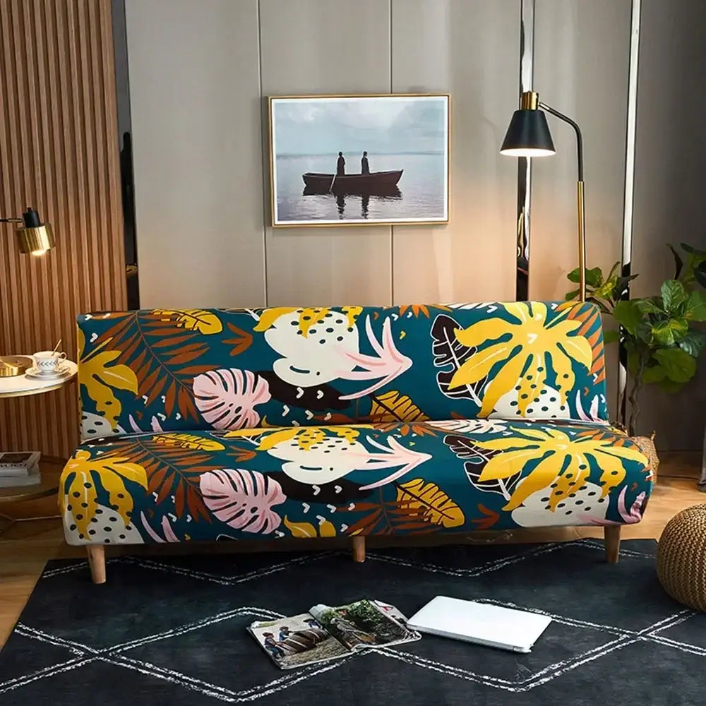 Navy blue & gold bohemian mandala futon sofa cover living room