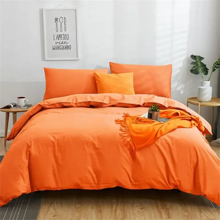 Navy blue solid color decorbites cotton 4pcs bedding set bedroom