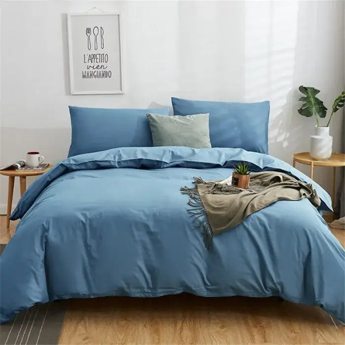 Navy blue solid color decorbites cotton 4pcs bedding set bedroom