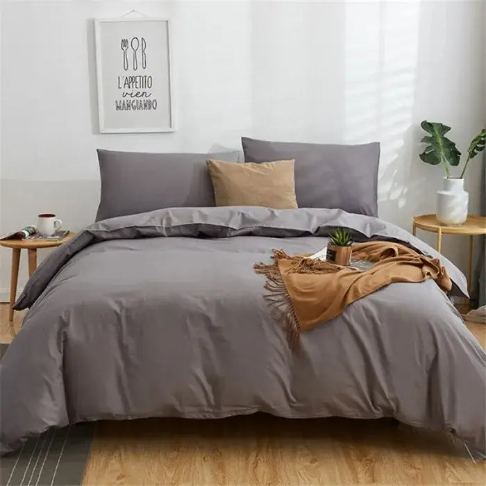 Navy blue solid color decorbites cotton 4pcs bedding set bedroom