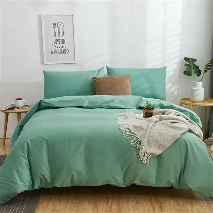 Navy blue solid color decorbites cotton 4pcs bedding set bedroom