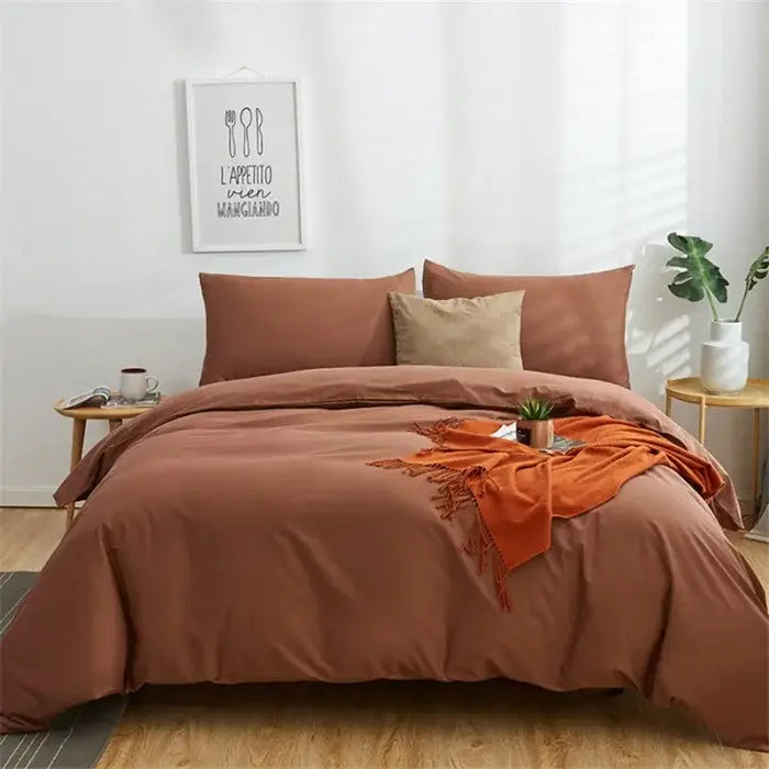Navy blue solid color decorbites cotton 4pcs bedding set bedroom