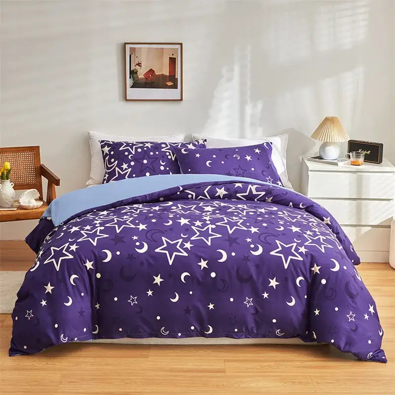 Navy space planet bedding set – bedroom cosmos luminous duvet cover
