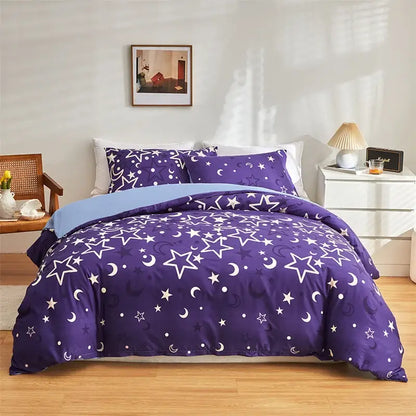 Navy space planet bedding set – bedroom cosmos luminous duvet cover
