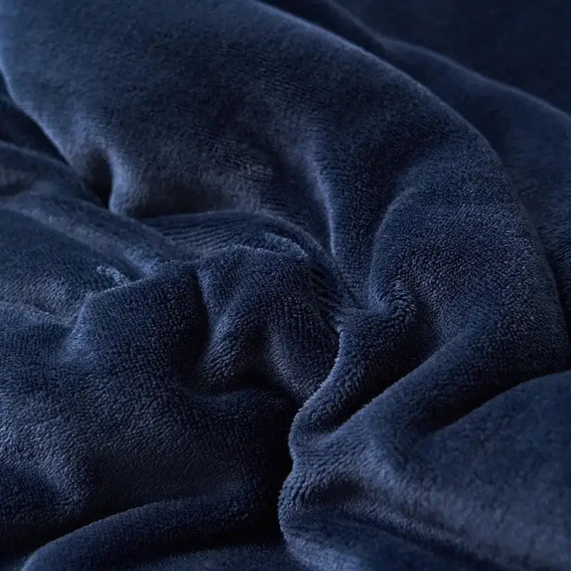 Navy & white double layer queen blanket bedroom plush sherpa comfort