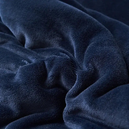 Navy & white double layer queen blanket bedroom plush sherpa comfort