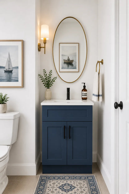 24 Inch Navy Blue Shaker Single Sink Bathroom Vanity