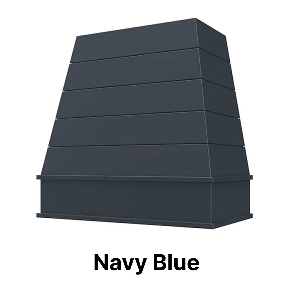 Wood Range Hood With Tapered Shiplap Front and Block Trim - 30", 36", 42", 48", 54" and 60" Widths Available