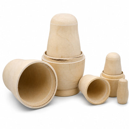 Set of 5 Unfinished Wooden Nesting Dolls DIY Craft Blanks for Painting 6 Inches