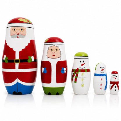 Set of 5 Unfinished Wooden Nesting Dolls DIY Craft Blanks for Painting 6 Inches