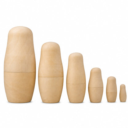 Set of 6 Unfinished Wooden Nesting Dolls DIY Craft Blanks for Painting 6.5 Inches