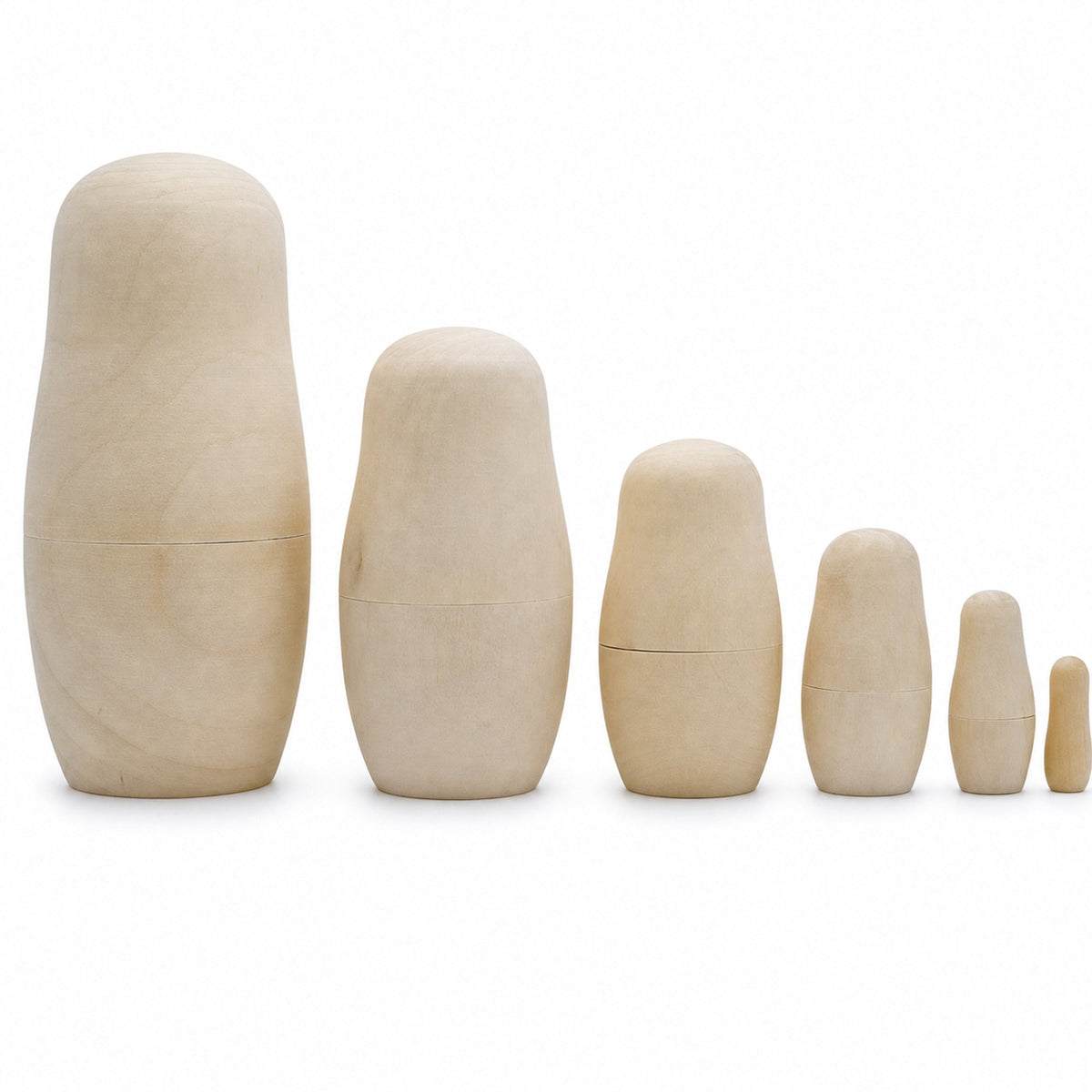 Set of 6 Unfinished Wooden Nesting Dolls DIY Craft Blanks for Painting 5.5 Inches